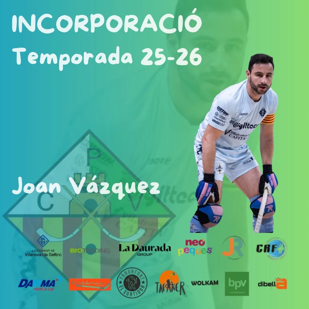 ‼️FITXATGE‼️
💥 Joan Vázquez s'incorporarà a la disciplina del primer equip masculí aquesta temporada 25-26.
🏑 Després d'anys al CP Vilafranca on ha jugat a Ok Lliga vindrà a Vilanova per sumar a l'equip amb la seva experiència.
💚 Benvingut a Casernes @joan_vazquez7 🤍