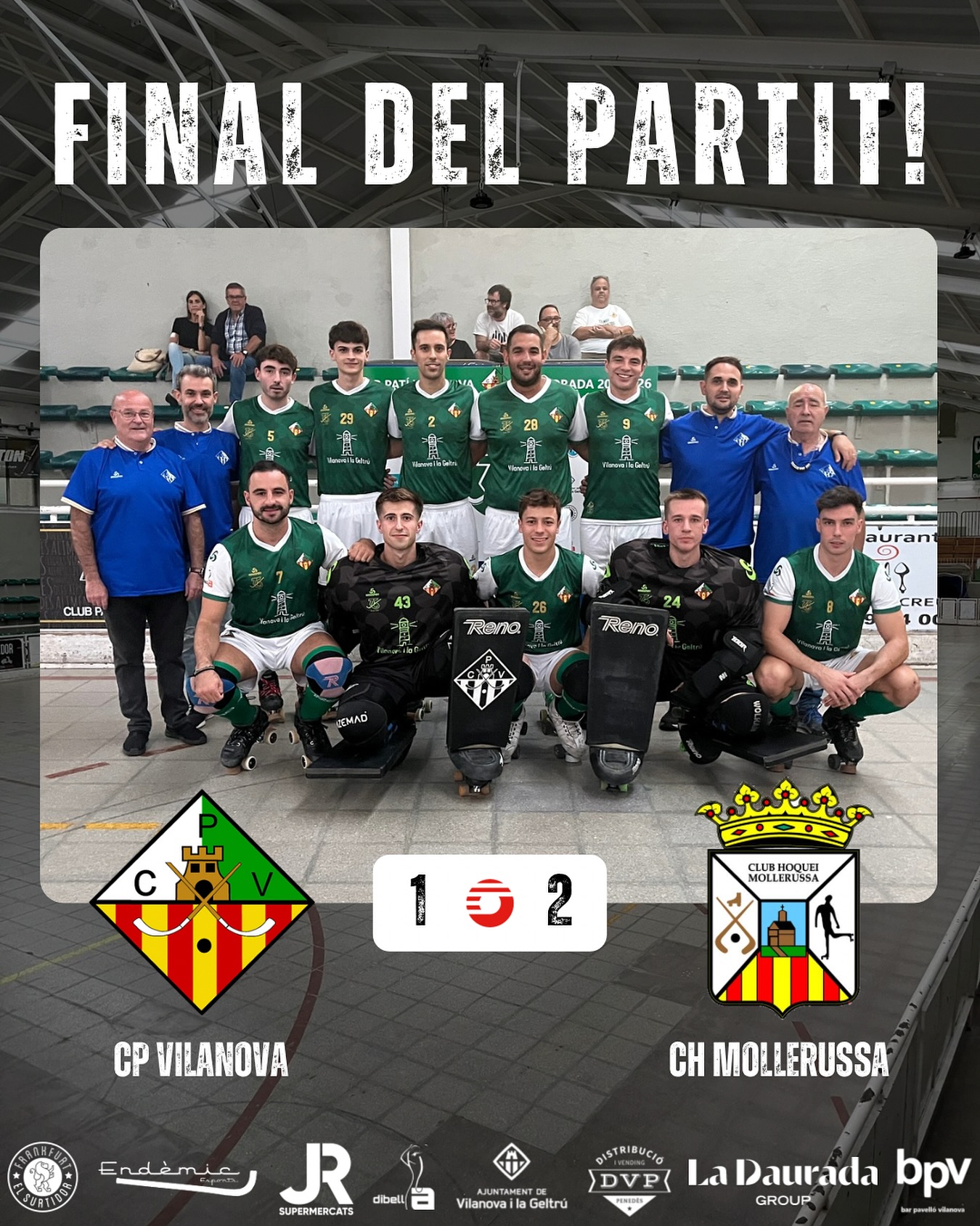 Derrota davant el @chmollerussaprevintegral per 1-2!

Gols (x1) @joan_vazquez7 

Seguim treballant nois!💪🏻💚🤍