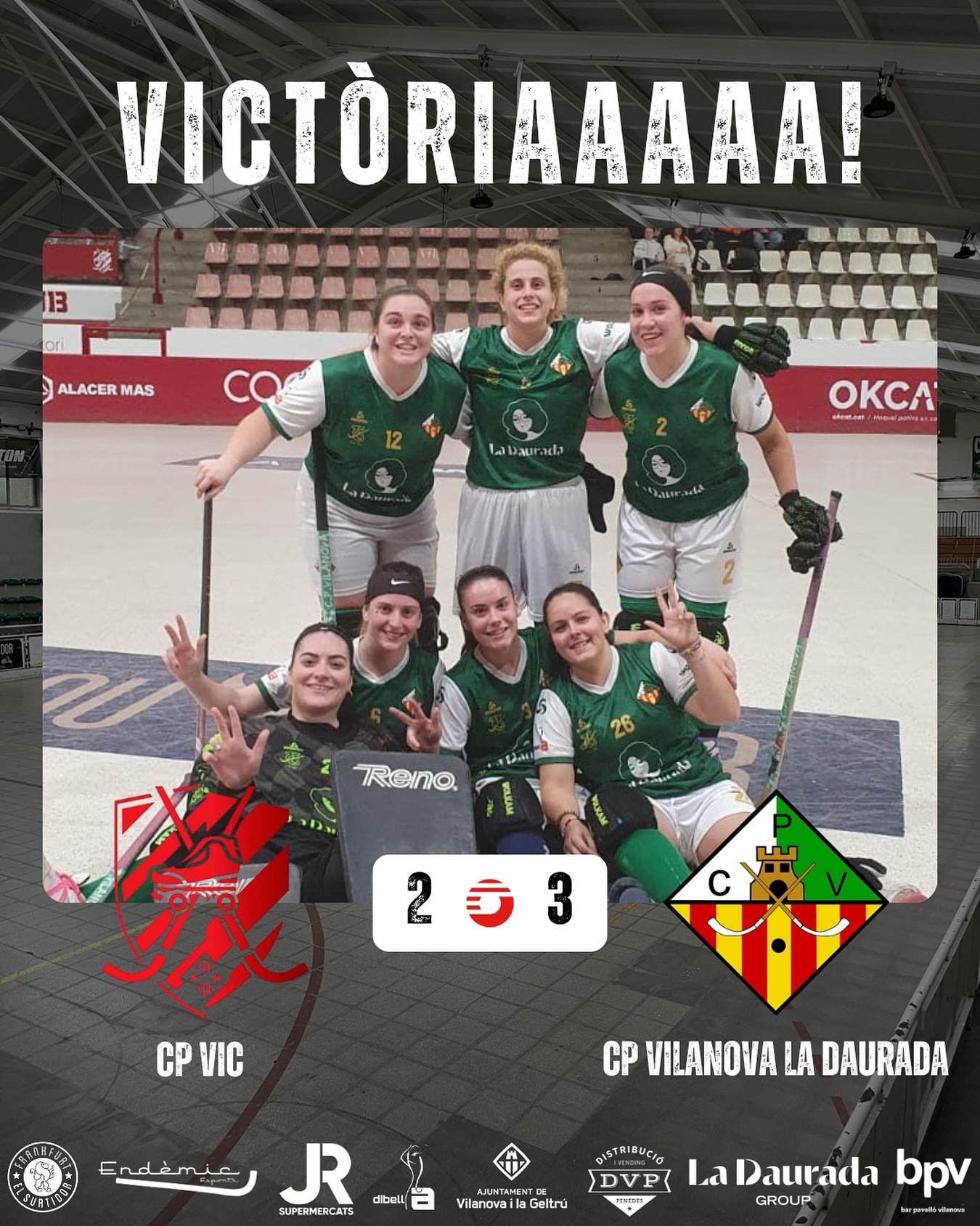 Victòria davant el @vichoqueiclub per 2-3!

Gols (x2) @m.asensi16 (x1) @aresnoguera 🏑

Seguim treballant noies!💪🏻💚🤍