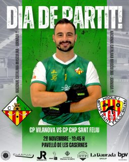 Dissabte disputarem la jornada 11 de Nacional Catalana!💚🤍

@cpvilanova vs @chpsantfeliu 

29/11/25 🗓️
19:45h ⏰
Pavelló de les Casernes📍
Canal Blau Televisió📺

Som-hi patí!💪🏻