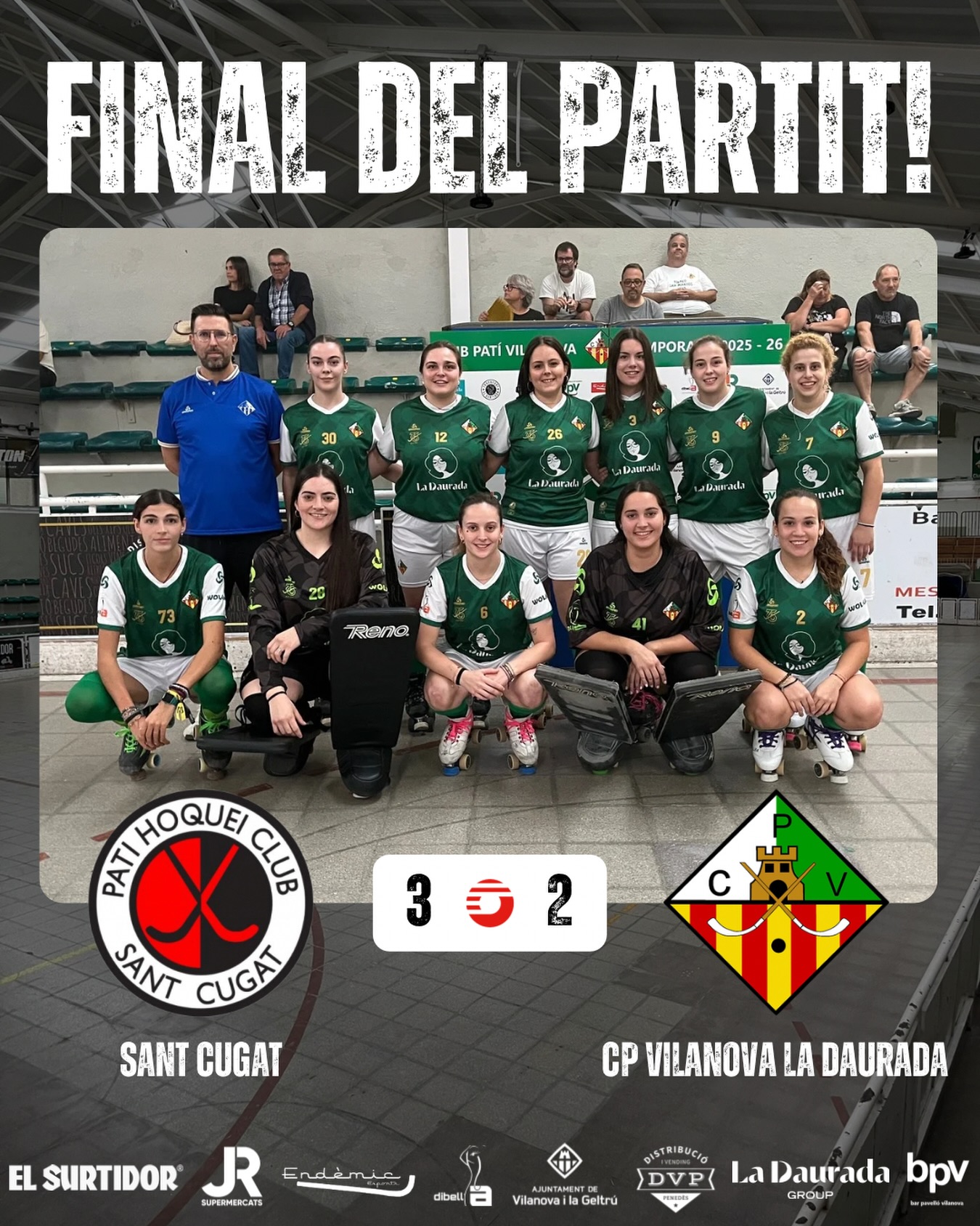 Derrota davant el @phcsantcugat per 3-2!

Gols (x2) @mcordoba7 🏑

Seguim treballant noies!💪🏻💚🤍