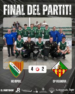 Derrota davant el @hoqueiclubripoll per 4-2!

Gols (x2) @joan_vazquez7 

Seguim treballant nois!💪🏻💚🤍