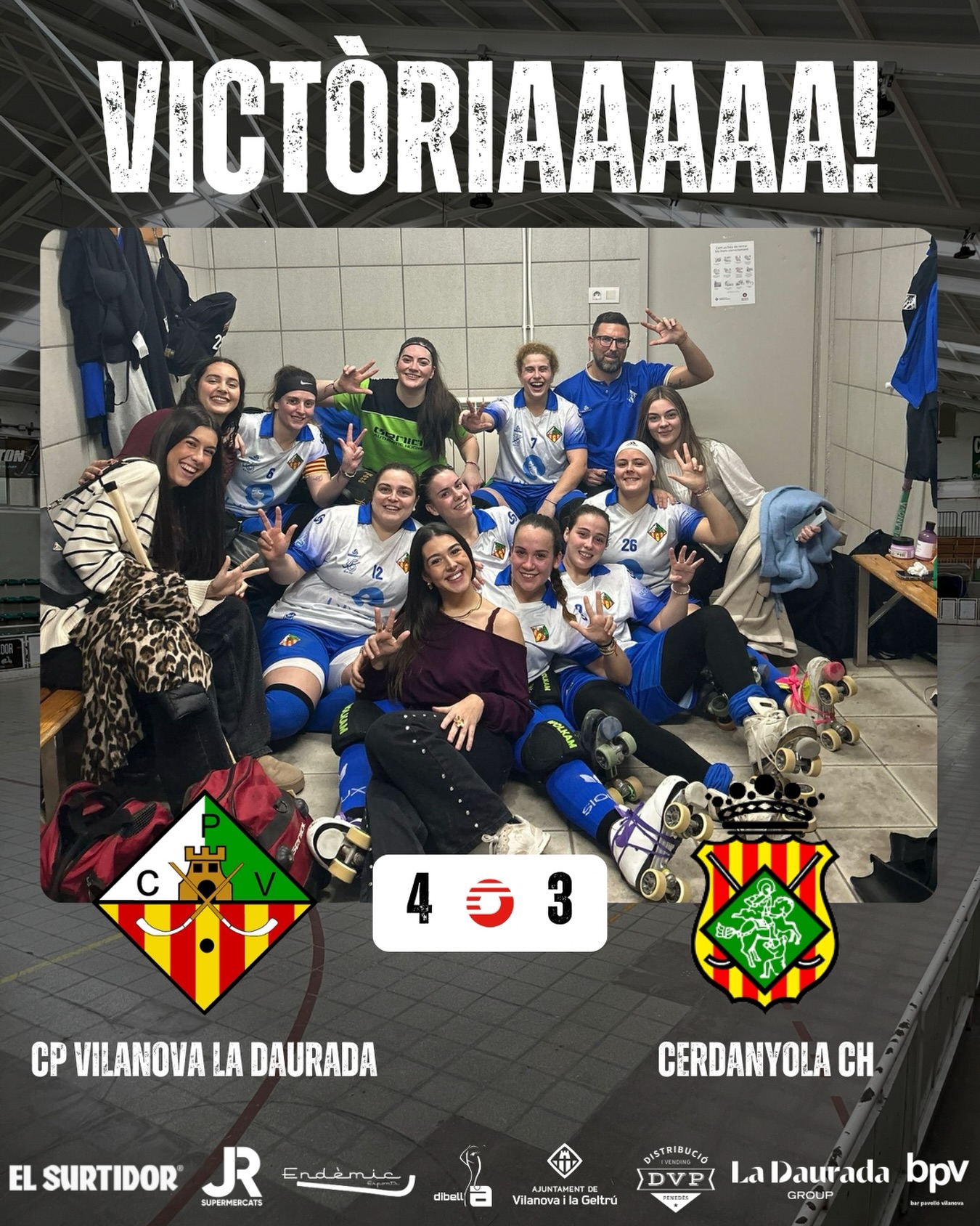 Victòria davant el @cerdanyola_ch per 4-3!

Gols (x2) @mcordoba7 (x1) @aresnoguera (x1) @albarosell2 🏑

Seguim treballant noies!💪🏻💚🤍
