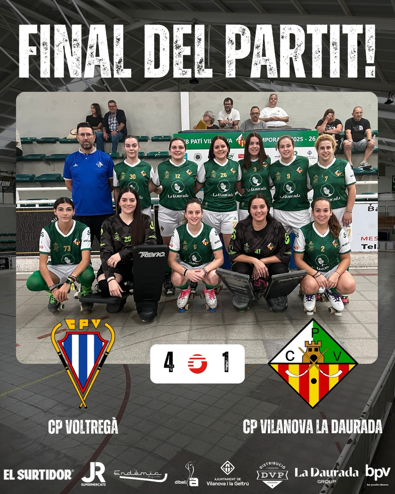 Derrota davant el @cpvoltrega per 4-1!

Gols (x1) @m.asensi16 🏑

Seguim treballant noies!💪🏻💚🤍