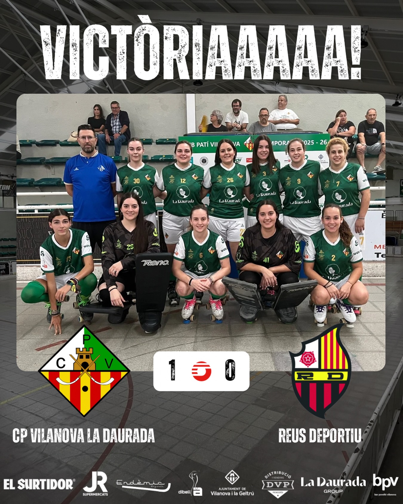 Victòria davant el @reusdeportiuoficial per 1-0!

Gols (x1) @mariona_chavales79 🏑

Seguim treballant noies!💪🏻💚🤍