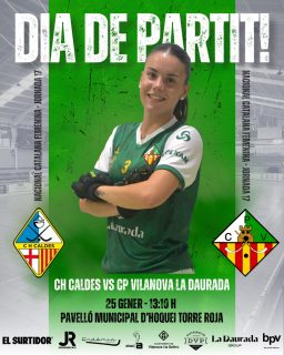 Diumenge disputarem la jornada 17 de Nacional Catalana!💚🤍

@chcaldes vs @cpvilanova 

25/01/26 🗓️
13:10 ⏰
Pavelló Municipal d’hoquei Torre Roja📍

Som-hi patí!💪🏻