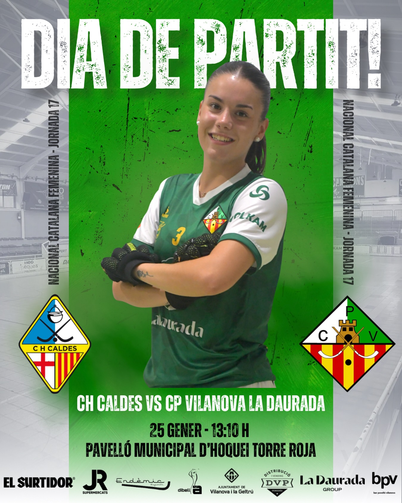 Diumenge disputarem la jornada 17 de Nacional Catalana!💚🤍

@chcaldes vs @cpvilanova 

25/01/26 🗓️
13:10 ⏰
Pavelló Municipal d’hoquei Torre Roja📍

Som-hi patí!💪🏻