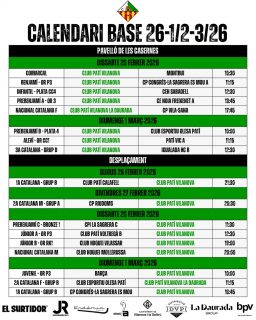 Partits del cap de setmana del 26-1 de Febrer-Març!💚🤍

Som-hi patí!🔥