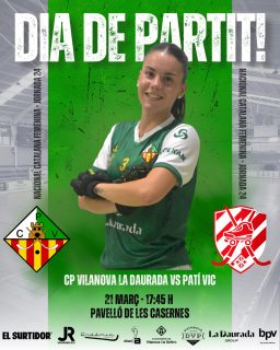 Dissabte disputarem la jornada 24 de Nacional Catalana!💚🤍

@cpvilanova vs @vichoqueiclub 

21/03/26 🗓️
17:45h ⏰
Pavelló de les Casernes📍

Som-hi patí!💪🏻