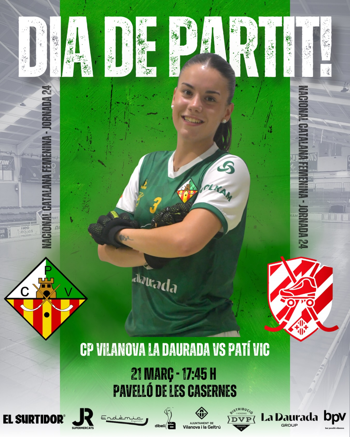 Dissabte disputarem la jornada 24 de Nacional Catalana!💚🤍

@cpvilanova vs @vichoqueiclub 

21/03/26 🗓️
17:45h ⏰
Pavelló de les Casernes📍

Som-hi patí!💪🏻