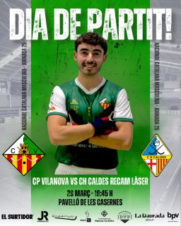 Dissabte disputarem la jornada 25 de Nacional Catalana!💚🤍

@cpvilanova vs @chcaldes 

28/03/26 🗓️
19:45h ⏰
Pavelló de les Casernes📍
Canal Blau Televisió📺

Som-hi patí!💪🏻
