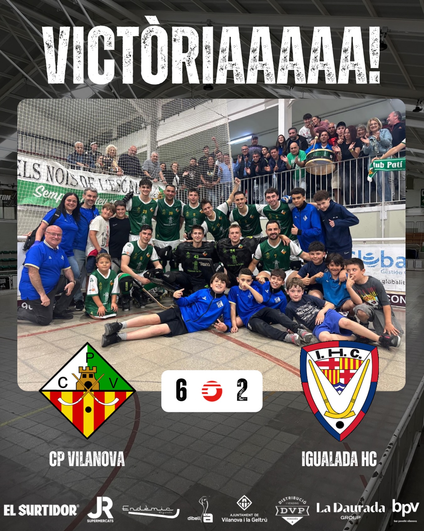 Victòria davant el @igualadahc per 6-2!

Gols (x2) @joan_vazquez7 (x1) @usebri99 (x1) @davidlecha8 (x1) @_.jofrixx._ (x1) @joseloda 🏑

Seguim treballant nois!💪🏻💚🤍
