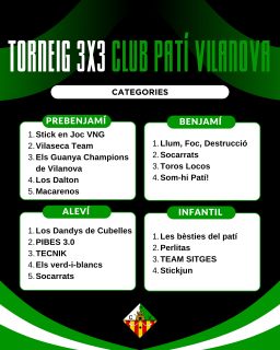 🔥EQUIPS I HORARIS TORNEIG 3x3!🔥
L’espera s’ha acabat! ⏱️ Llisqueu les imatges per descobrir contra qui jugareu i a quina hora us toca saltar a la pista.👇
🗓 Quan? Aquest dissabte 4 de juliol
📍 On? Pavelló de les Casernes
⏰ Inici: Els primers partits arrenquen a les 09:30h!
⚠️ Molt important: Recordeu la normativa! Heu de ser a peu de pista preparats 5 minuts abans del vostre partit per no endarrerir la jornada.
Mencioneu els vostres companys d’equip als comentaris i aneu preparant els estics, que això ja ho tenim aquí! Ens veiem dissabte! 💚🏠