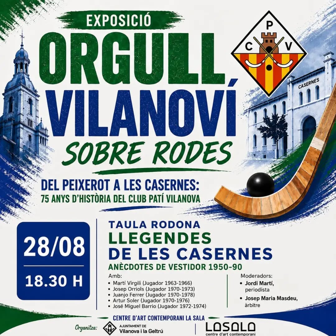 📢 I aquest divendres no us perdeu la tercera Taula rodona, "Llegendes de les Casernes. Anècdotes de vestidor 1950-1990".
En aquesta ocasió amb Martí Virgili, Josep Orriols, Juanjo Ferrer, Artur Soler i Jose Miguel Barrio com a protagonistes i moderada per Jordi Martí i Josep Maria Masdeu

✍️ Divendres 28 d'Agost
🕜 18:30h
📍 @lasalavilanovailageltru 

Us hi esperem!!💚🤍