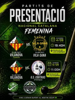 🏑 PARTITS DE PRESENTACIÓ – FEMENÍ ⚡
Comencem una nova temporada amb dos partidassos a casa! 🔥
💚 Club Patí Vilanova Femení 🆚 Club Patí Vila-Sana
📅 Divendres 4 de setembre
🕢 19:40 h
📍 Pavelló de Les Casernes
I continuem el cap de setmana amb un duel internacional!
🤍 Club Patí Vilanova Femení 🆚 🇫🇷 U.S. Coutras
📅 Diumenge 6 de setembre
🕚 11:00 h
📍 Pavelló de Les Casernes
Dues cites per presentar el nostre equip de Nacional Catalana Femenina i començar la temporada amb tota l’energia. 💪🏑
💚🤍 Vine a animar-nos i a gaudir de l’hoquei amb nosaltres!