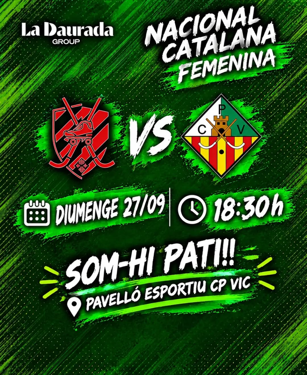 🔥Diumenge iniciem la Nacional Catalana Femenina i comencem el nostre camí a pista del Patí Vic.
@vichoqueiclub vs CP Vilanova La Daurada
🗓️ Diumenge 27/09
⏰ 18:30h
📍 Pavelló Esportiu CP Vic
Som-hi patí!💚🤍
