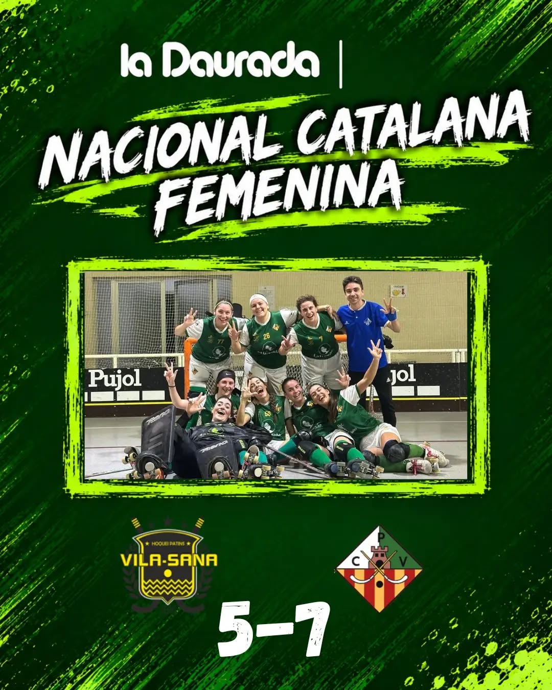 🔥 Fantàstica victòria del Nacional Cat Femení davant el @hoquei_vilasana per 5 a 7.

🏑 Gols de @aresnoguera @bertaribas @mcordoba7 @lubamuro_77 i 3 de @m.asensi16 

Seguim treballant noies💪

💚🤍