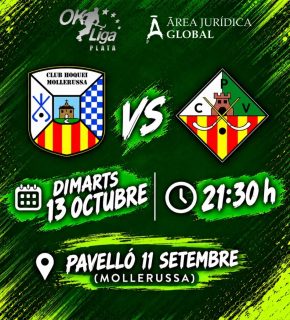 🔥Aquest dimarts jugarem el partit ajornat per la pluja de la setmana passada. Primer desplaçament de la temporada.

@chmollerussaprevintegral vs Área Jurídica Global CP Vilanova

🗓️ Dimarts 13/10
⏰ 21:30h
📍 Pavelló 11 de Setembre

Som-hi patí!💪🏻