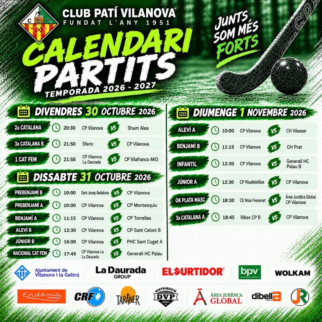 🗓 Agenda per aquest cap de setmana del 30/10 al 1/11

💪💚🤍